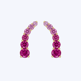 14K Yellow Gold 1.08ctw Pink Sapphire Ombre Ear Climber Earrings - (GEMMA)