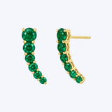 14K Yellow Gold .98ctw Emerald Ear Climber Earrings - (GEMMA)