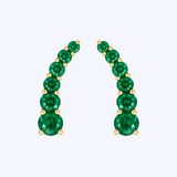 14K Yellow Gold .98ctw Emerald Ear Climber Earrings - (GEMMA)