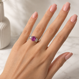 J. B. Star Platinum 1.40ctw Oval Diamond and 3.01ctw Oval Pink Sapphire Ring - 5.75