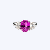 J. B. Star Platinum 1.40ctw Oval Diamond and 3.01ctw Oval Pink Sapphire Ring - 5.75