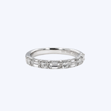 J. B. Star Platinum 1.14ctw Emerald and Radiant Cut Diamond Anniversary Band