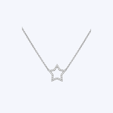 14K White Gold 0.21ctw Diamond Star Necklace - 16"/.9mm (R+J)