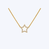 14K Yellow Gold 0.21ctw Diamond Star Necklace - 16.5"/.99mm (R+J)