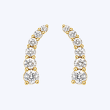 14K Yellow Gold 0.97ctw Diamond Ear Climber Earrings - (GEMMA)