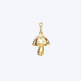 14K Yellow Gold 0.20ctw Flush Set Diamond Mushroom Pendant - 20mm/3.89gr (WCLOUD)