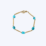 18K Yellow Gold Turquoise Link Bracelet - 8gr/7.5" (EST)