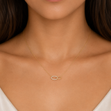 14K Yellow Gold Oval Design 0.06ctw Diamond Pendant Necklace - 16-18"/1.89gr (EST)