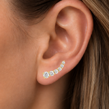 14K Yellow Gold 0.97ctw Diamond Ear Climber Earrings - (GEMMA)