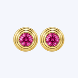14K Yellow Gold 0.75ctw Pink Topaz Bezel Stud Earrings - (GEMMA)