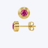 14K Yellow Gold 0.75ctw Pink Topaz Bezel Stud Earrings - (GEMMA)