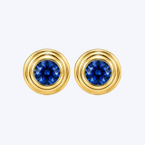 14K Yellow Gold 0.66ctw Sapphire Bezel Stud Earrings - (GEMMA)