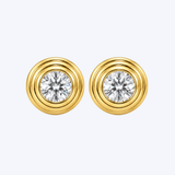 14K Yellow Gold 0.47ctw Diamond Bezel Stud Earrings - (GEMMA)