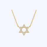 14K Yellow Gold 0.11ctw Diamond Star of David Necklace - 18"/1.1mm (R+J)