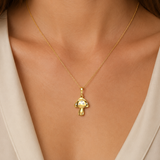 14K Yellow Gold 0.20ctw Flush Set Diamond Mushroom Pendant - 20mm/3.89gr (WCLOUD)