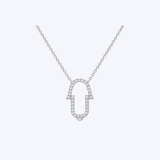 14K White Gold 0.15ctw Diamond Hamsa Necklace - 18"/1.1mm (R+J)