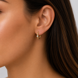 14K Yellow Gold 0.32ctw Bezel Set Oval Diamond Braided Huggie Earrings - 16mm (WCLOUD)