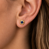14K Yellow Gold 0.66ctw Sapphire Bezel Stud Earrings - (GEMMA)