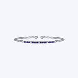 Gabriel & Co 14K White Gold Diamond and Blue Sapphire Split Bangle