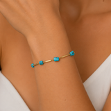 18K Yellow Gold Turquoise Link Bracelet - 8gr/7.5" (JBUD)