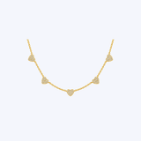 14K Yellow Gold 0.18ctw Diamond Heart Station Necklace - 18"/1.1mm (R+J)