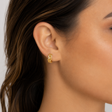 18K Yellow Gold 0.36ctw Diamond Link Huggie Earrings - 13.5gr/17mm (JBUD)