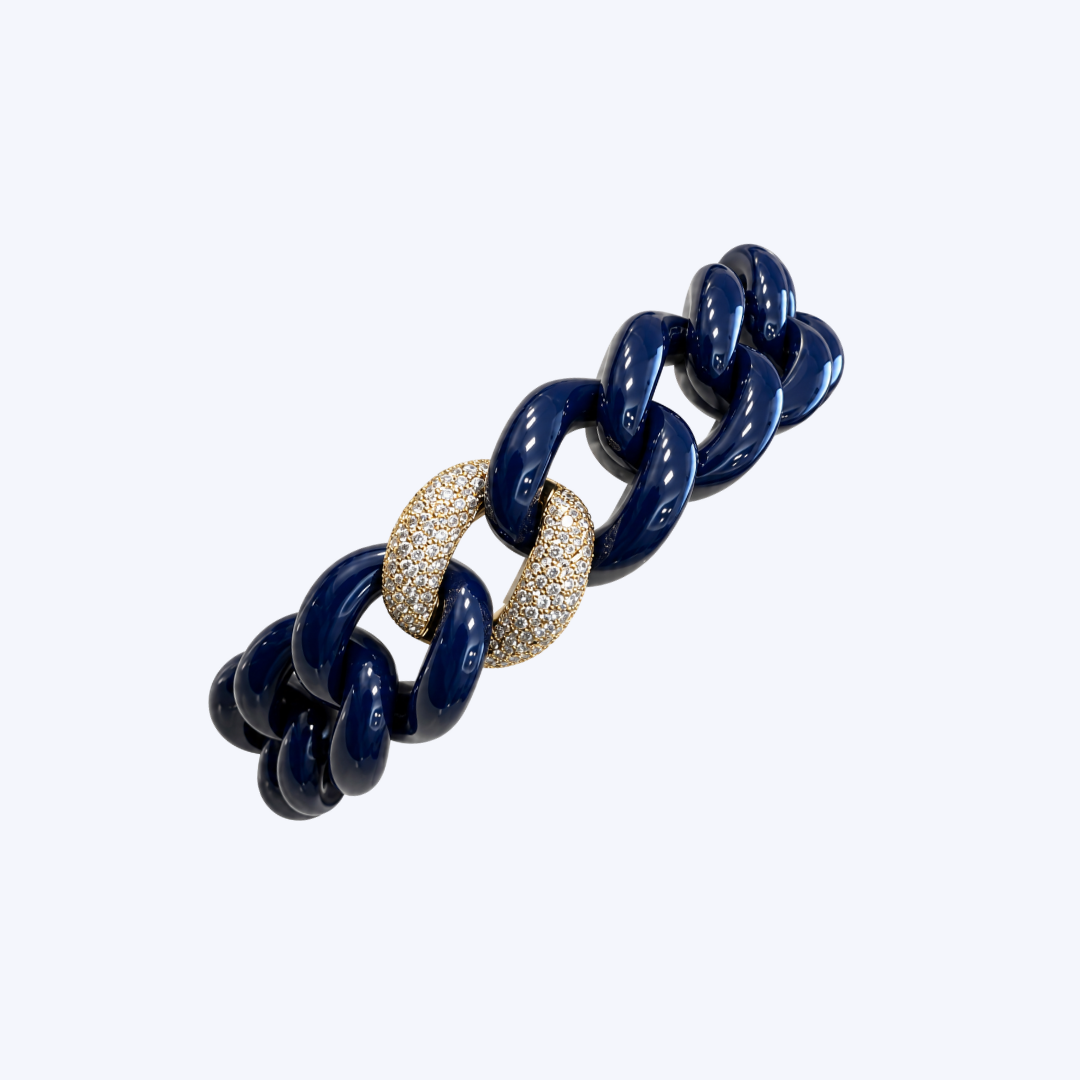 14 Yellow Gold with Ceramic Link and .57ctw Diamond Bracelet - (R+J)