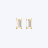 14K White Yellow 0.25ctw Baguette Cut Diamond Studs - 4.5x2mm (HD)