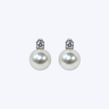 14k White Gold 8mm Pearl and .20ctw Diamond Studs - (DSL)
