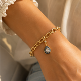 14K Yellow Gold Black Rhodium 0.62ctw Pear Diamond Pave Charm - 28mm/1.5gr (WCLOUD)