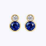 14K Yellow Gold 1.25ctw Sapphire and .18ctw Diamond Bezel Earring - 8.75mm (R+J)