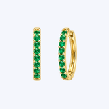 14K Yellow Gold .32ctw Emerald 24mm Huggie Hoops - 14.7mm (R+J)
