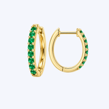 14K Yellow Gold .32ctw Emerald 24mm Huggie Hoops - 14.7mm (R+J)