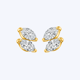 14K Yellow Gold .28ctw Diamond Marquise Cluster Studs - 4.5mm (R+J)