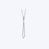 14K White Gold Tie Diamond Drop Pendant Necklace - 16-18"/0.10ctw (KI)