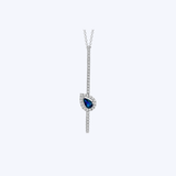 Simon G. 18K White Gold 0.30ctw Sapphire & 0.23ctw Diamond Drop Pendant - 16-18"