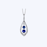Simon G. 18K White Gold Graduated 1.81ctw Sapphire & 0.34ctw Diamond Teardrop Pendant - 16-18"
