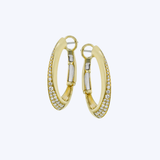 Simon G. 18K Yelow Gold Graduated 0.28ctw Diamond Oval Hoops