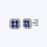 Clover Diamond and Sapphire Stud Earrings