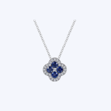 Diamond & Sapphire Clover Pendant Necklace