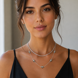 Mastoloni 18K White Gold 9-9.5mm Tahitian Pearl Diamond Station Necklace - 0.55ctw/16-18"