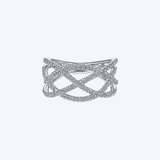 14K White Gold 0.96ctw Diamond Crossover Ring (HM)