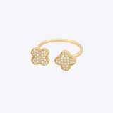 14K Yellow Gold 0.28ctw Diamond Flor De Lis Double Ring - 7 (HM)
