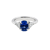 Platinum 3.07ctw Cushion-Cut Burma Sapphire & Trillion-Cut 0.61ctw Diamond in J.B. Star Setting Ring - GIASAP (HD)