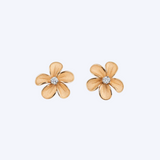 Petite Cherry Bloom Orange Apricot Gold Diamond Studs