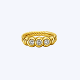 18K Yellow Gold Vintage Inspired Coil Ring with 0.30ctw Bezel Set Diamonds - 5.5 (EST)