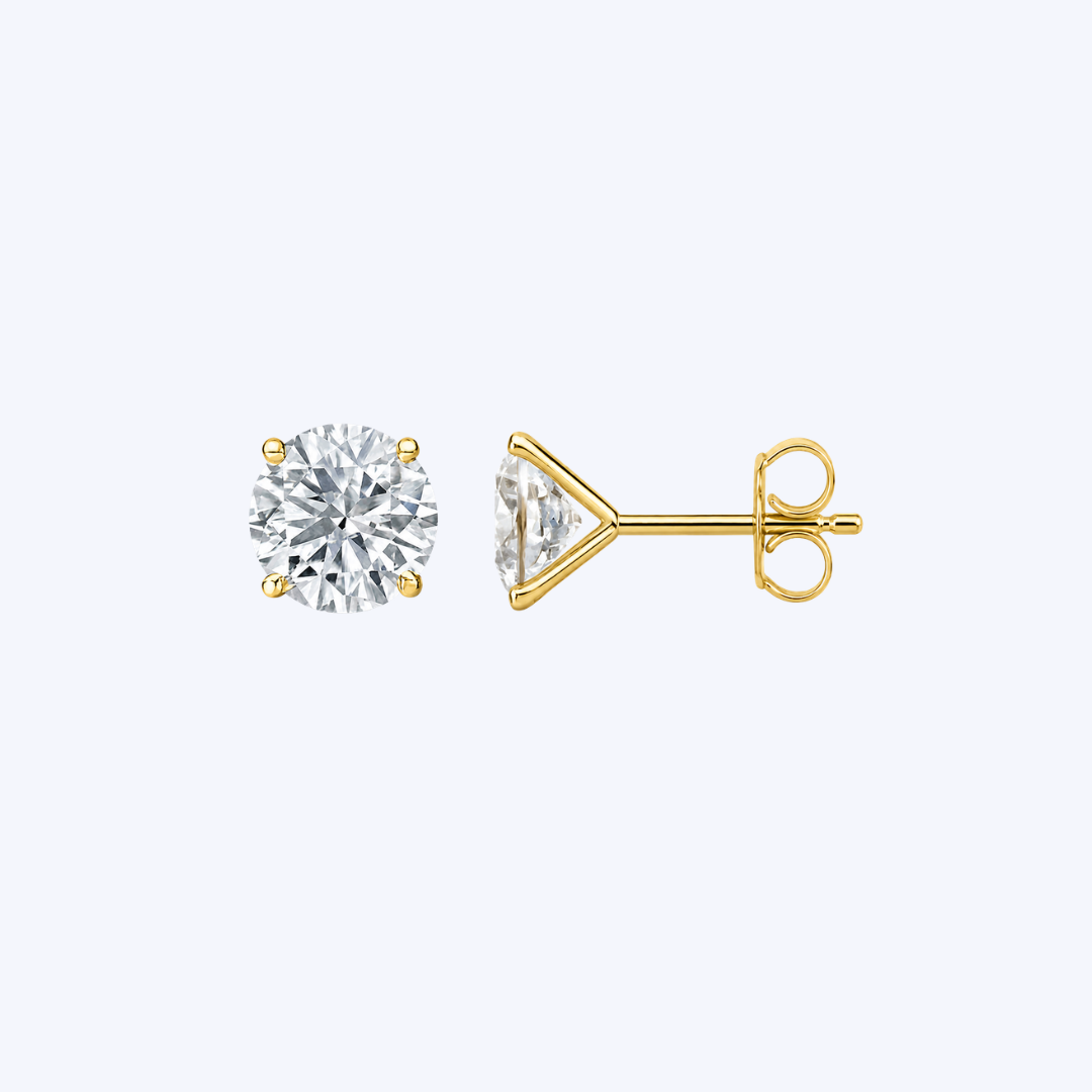 14K Gold 4-Prong Martini Lab-Grown Diamond Studs (BCO)