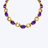 18K Yellow Gold 12.50ctw Amethyst Link Necklace - 103.5gr/19" (EST)