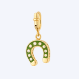 Kastak Collection Kiwi Green Enamel and Diamond Horseshoe Charm