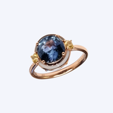 Gemma Collection Blue Sapphire and Yellow Diamond Lilac Enamel Ring